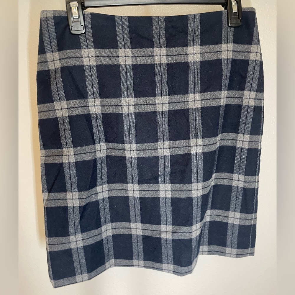 Blue Plaid Woolen Skirt